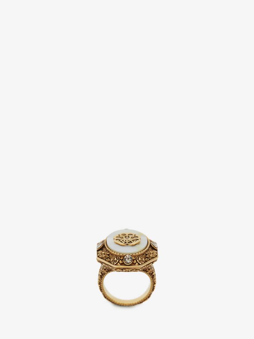 Anillos Alexander McQueen Charm Seal Mujer - Dorados - Mexico 896-IKULPV